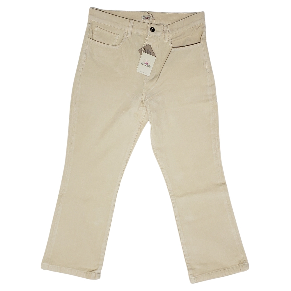 Faherty Soft Stretch Corduroy Flare Pants Organic Cotton Blend Summer Sand NWT